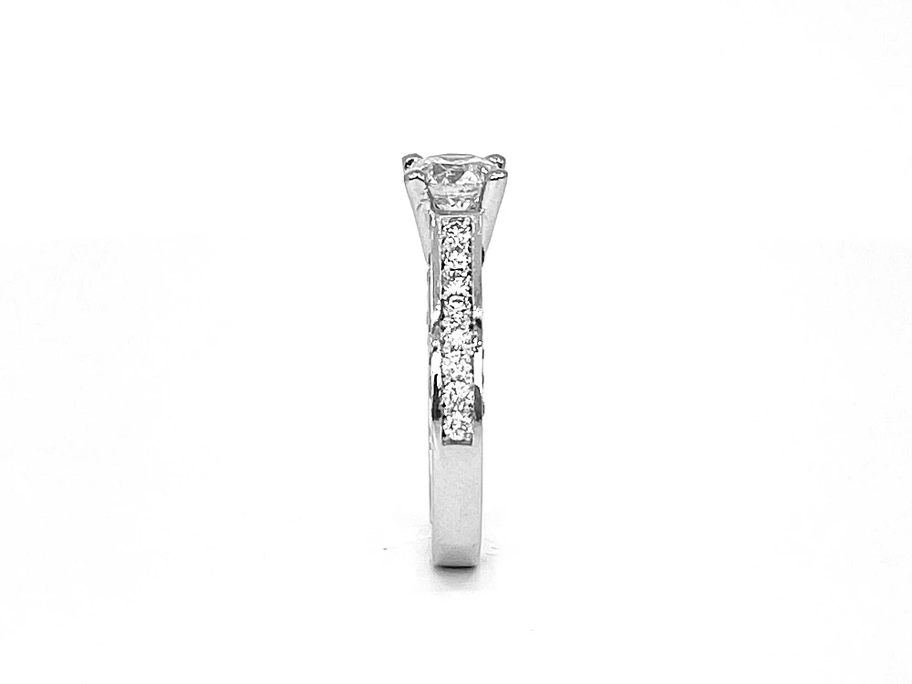 14K White Gold 1.84cttw Diamond Engagement Ring, size 7.5