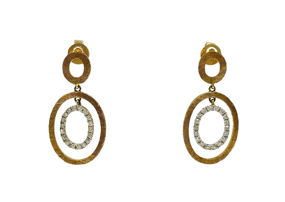 14K 2 Tone 0.25cttw Diamond Earrings
