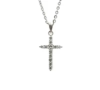 14K White Gold 0.58cttw Diamond Cross Pendant, 18"