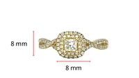 10K Yellow Gold 0.50cttw Diamond Halo Engagement Ring, size 6.5