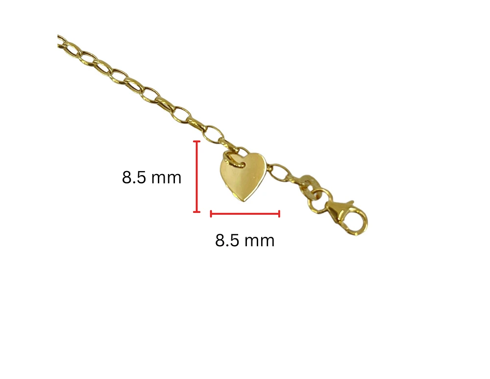 10K Yellow Gold Bracelet with Engravable Heart Dangle, 6.0"