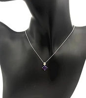 10K White Gold Amethyst & Diamond Pendant, 18"