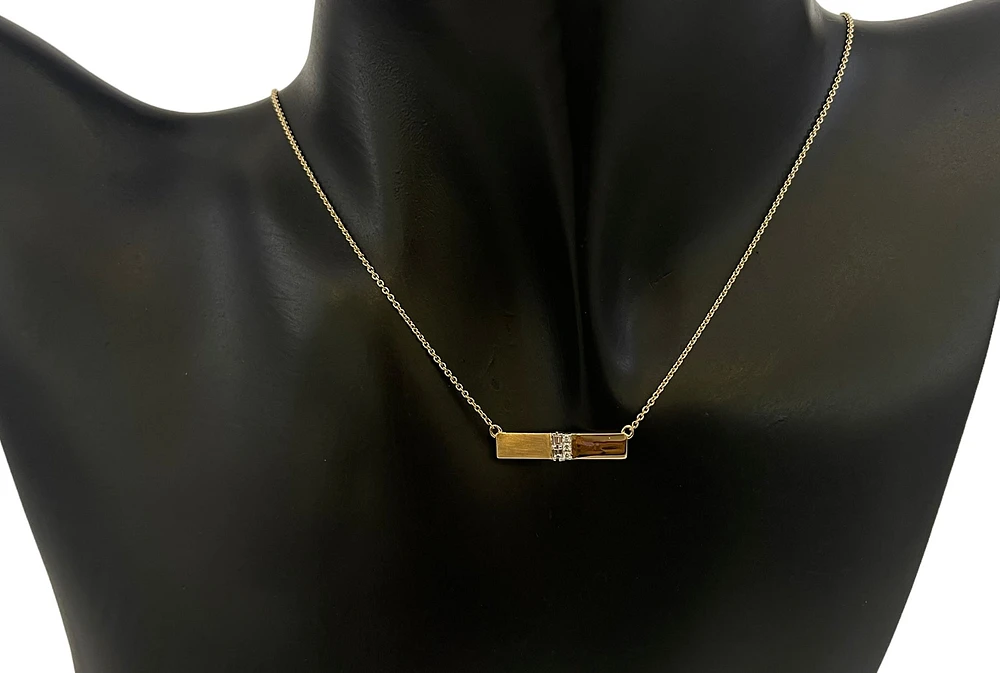 14K Yellow Gold 0.06cttw Diamond Bar Pendant, 18"