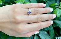 10K White Gold 0.30cttw Genuine Amethyst and 0.13cttw Diamond Halo Ring, size 6.5