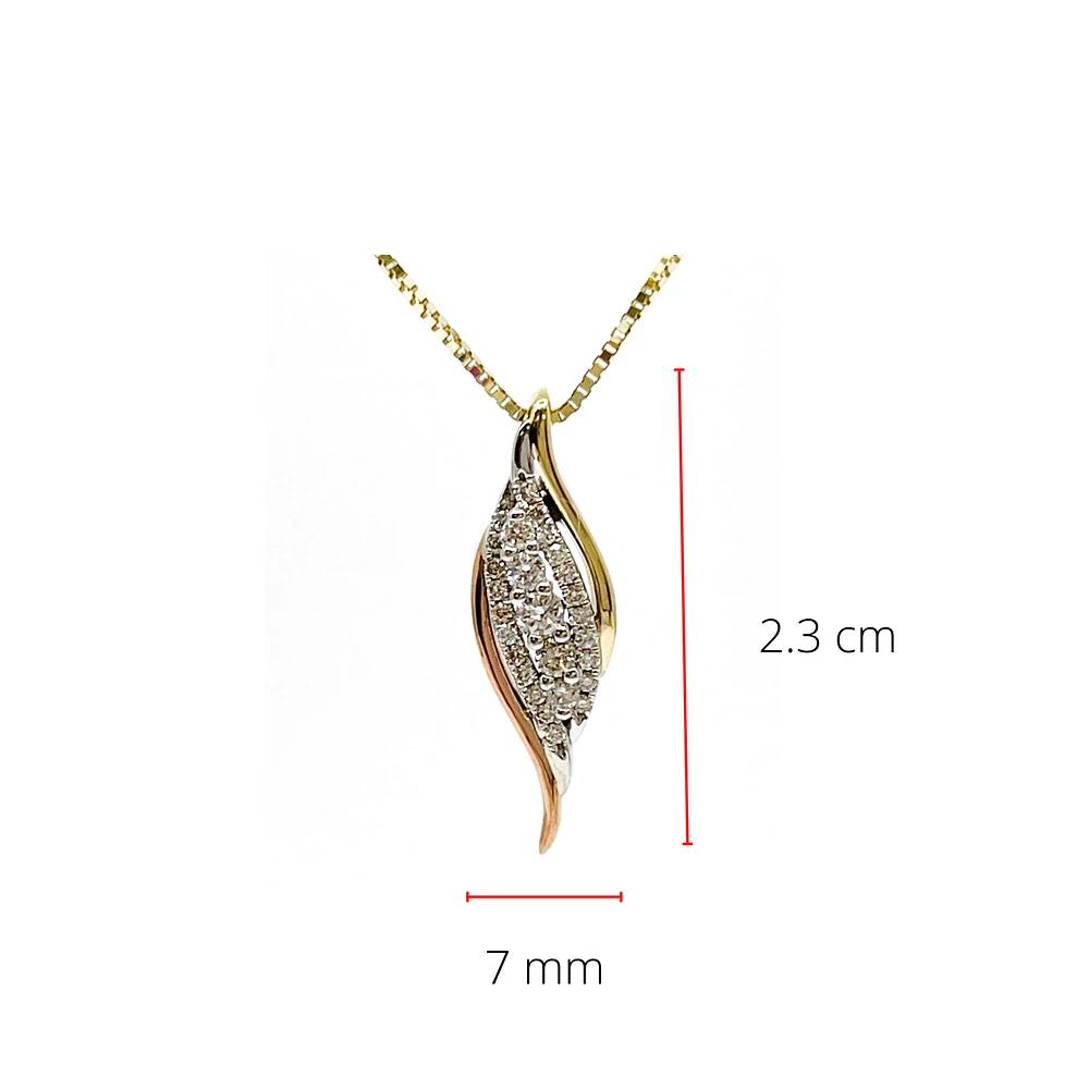 10K White, Yellow & Rose Gold 0.21cttw Diamond Pendant, 18"