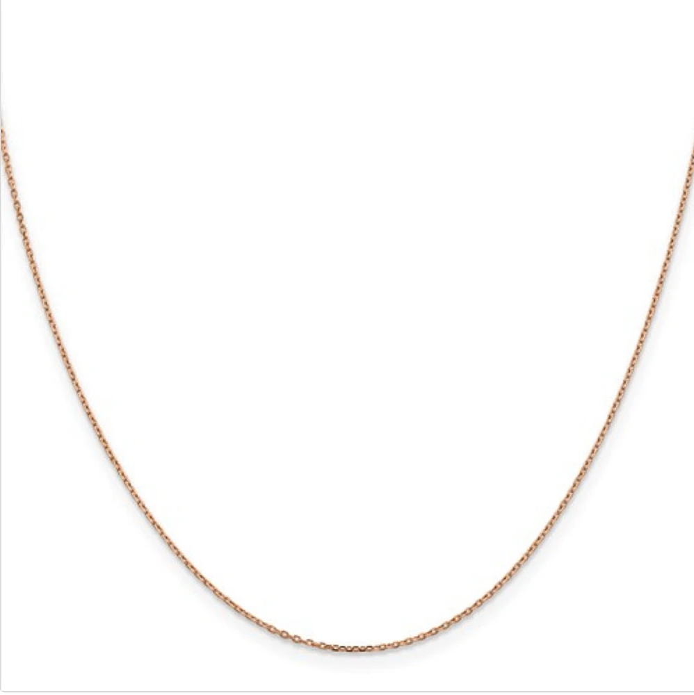 14K Rose Gold Diamond-Cut Cable Chain with Lobster Clasp - 1.00 mm Various Length