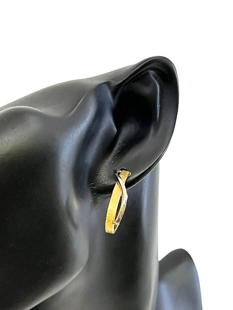 10K Two Tone Gold 28mm Earrings