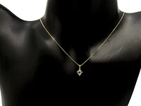 10K Yellow Gold 0.22cttw Aquamarine and 0.03cttw Diamond Pendant, 18"