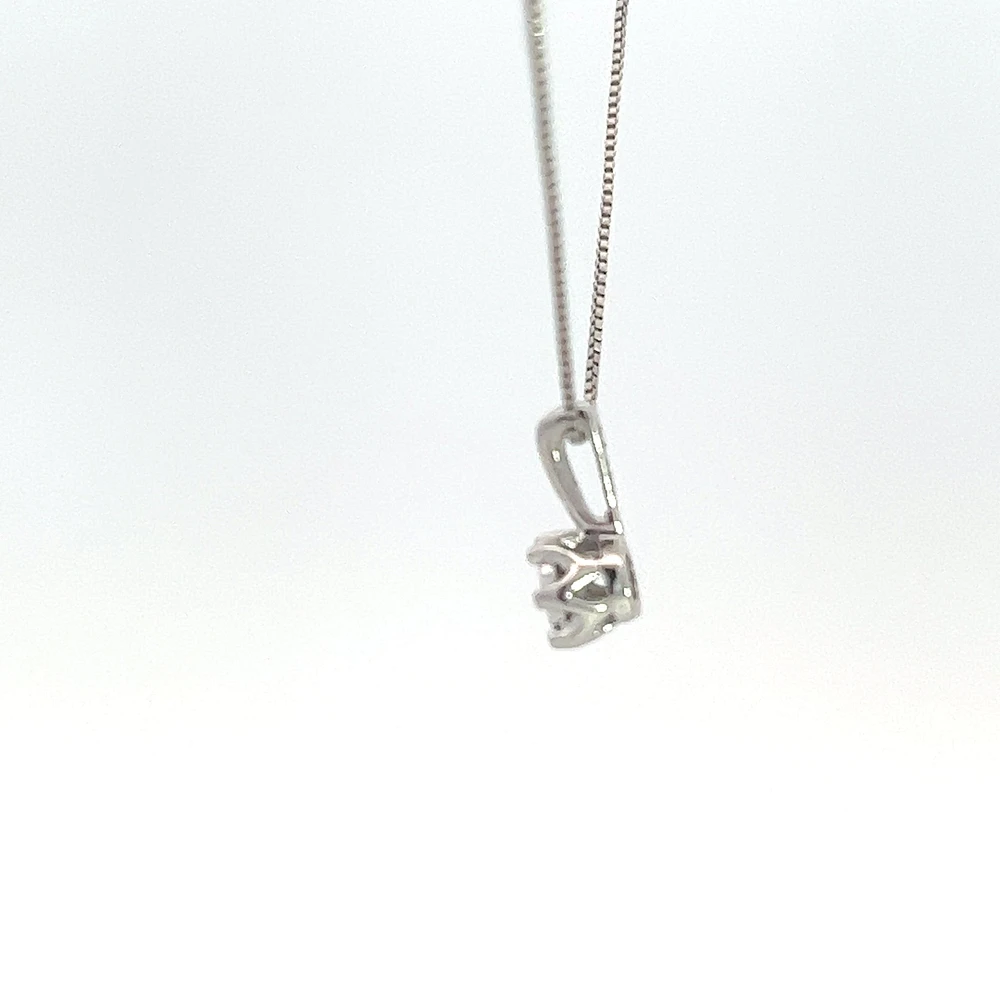 10K White Gold 0.05 cttw Diamond Solitaire Pendant, 18"