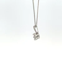 10K White Gold 0.05 cttw Diamond Solitaire Pendant, 18"