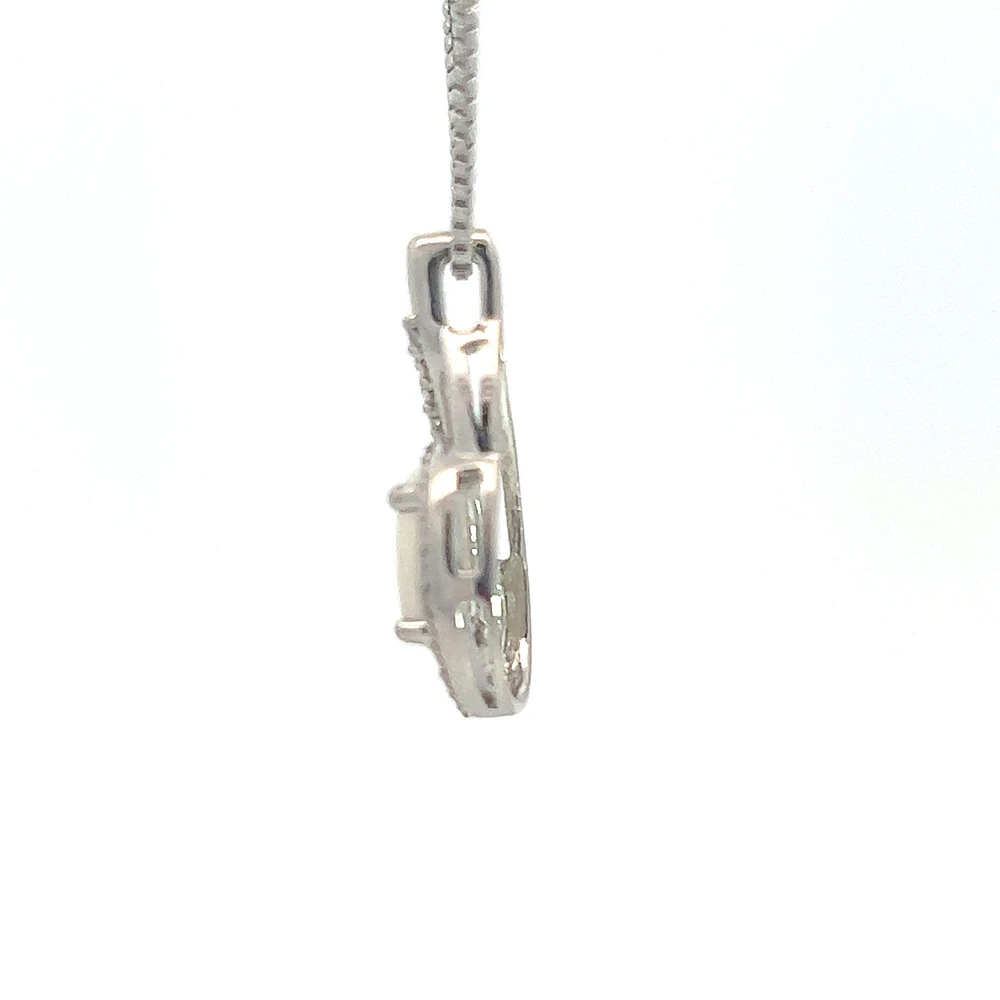 925 Sterling Silver Opal & Diamond Necklace