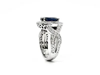 14K White Gold 3.16cttw Genuine Sapphire & 1.15cttw Diamond Ring, Size 6