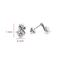 925 Sterling Silver 5mm Cubic Zirconia Swirl Stud Earrings - 12mm x 8mm