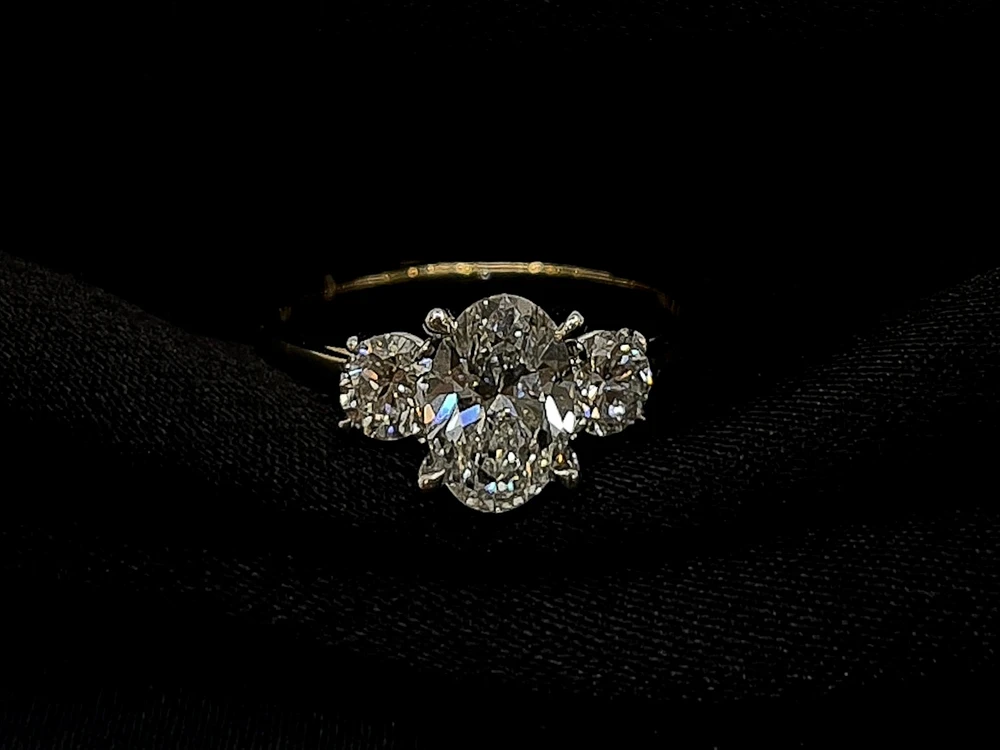 14K Gold 1.55cttw Lab Grown Diamond 3 Stone Ring - /