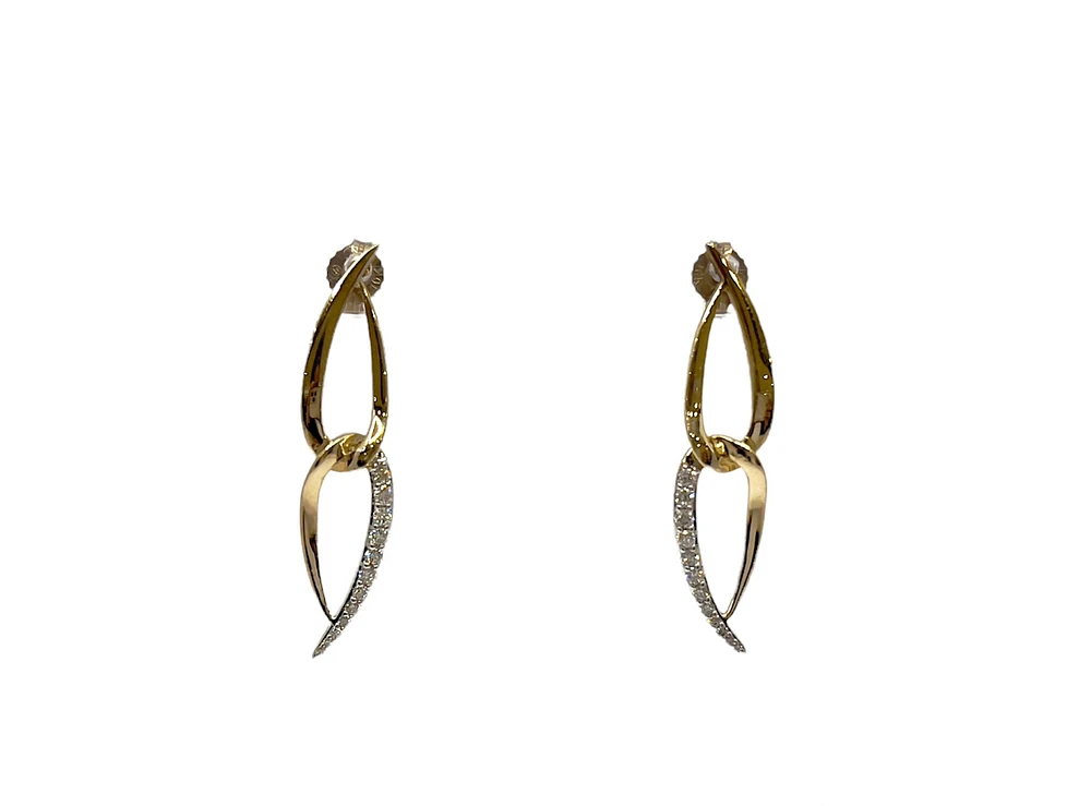 10K Yellow Gold Diamond Dangle Earrings 0.25cttw