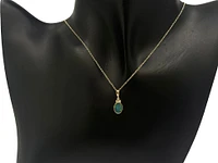 10K Yellow Gold 5mm x 7mm Australian Opal Doublet and 0.065cttw Diamond Necklace - 18 Inches