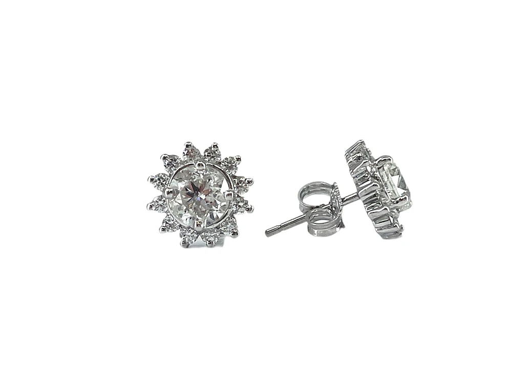 14K White Gold 2.63cttw Diamond Stud Earrings