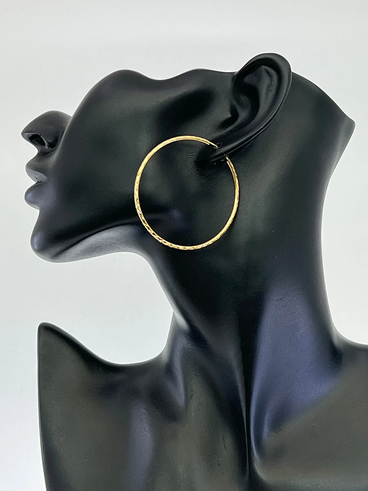 10K Gold 50mm Sleeper/Keeper/Hoop Earrings