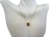 10K Yellow Gold 7x5mm Oval Cut Created Alexandrite and 0.03cttw Diamond Necklace - 18 Inches