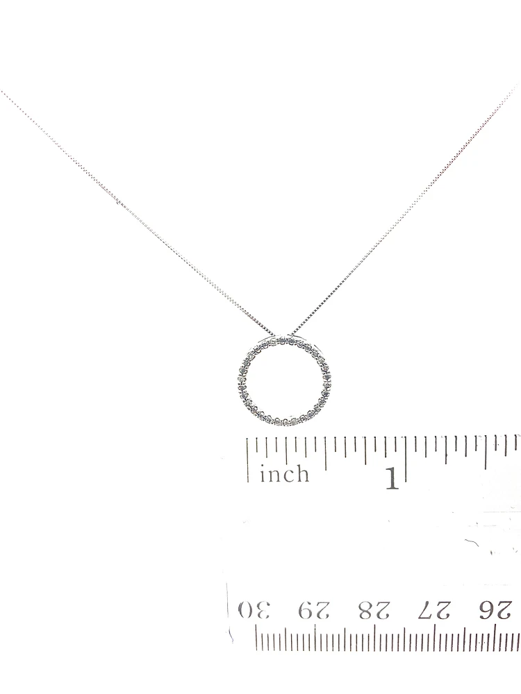 10K White Gold 0.05cttw Diamond Eternity Pendant - 18"