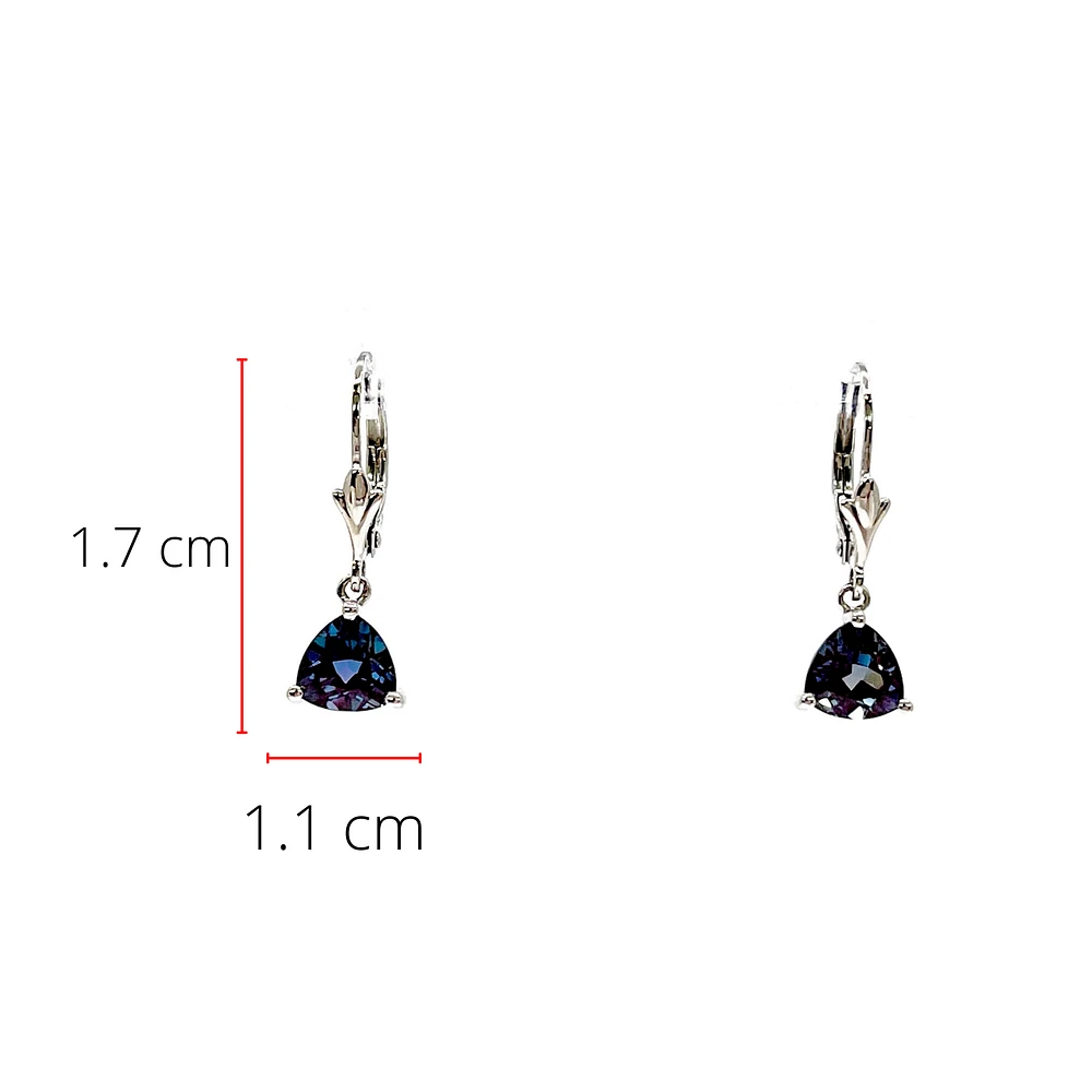 10K White Gold Created Alexandrite  Earrings