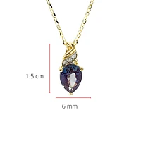 10K Yellow Gold 8x6mm Pear Cut Created Alexandrite and 0.01cttw Diamond Pendant, 18"