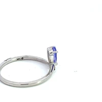 10K White Gold Tanzanite and Diamond Ring - Size 7