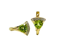 10K Yellow Gold Peridot & Diamond Earrings