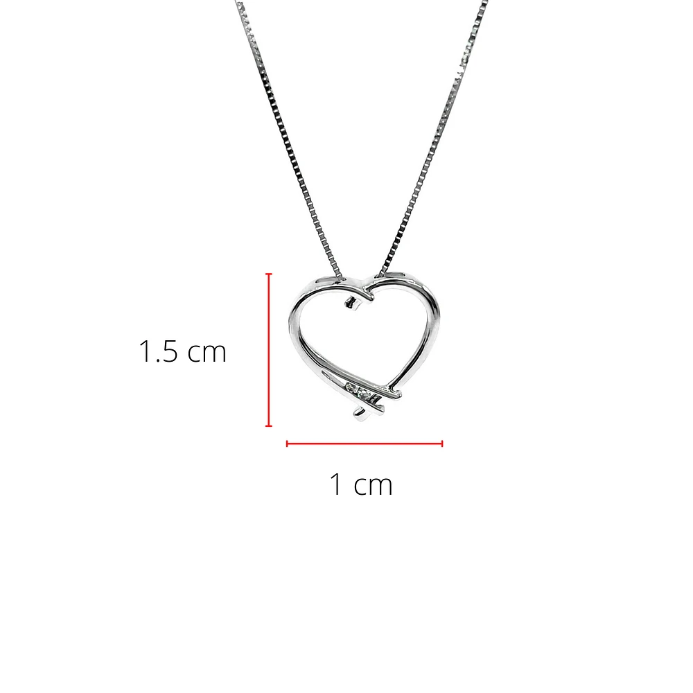 10K White Gold 0.017cttw Round Cut Diamond Pendant