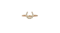 14K Rose Gold 0.14cttw Diamond Horseshoe Ring, size 6.5