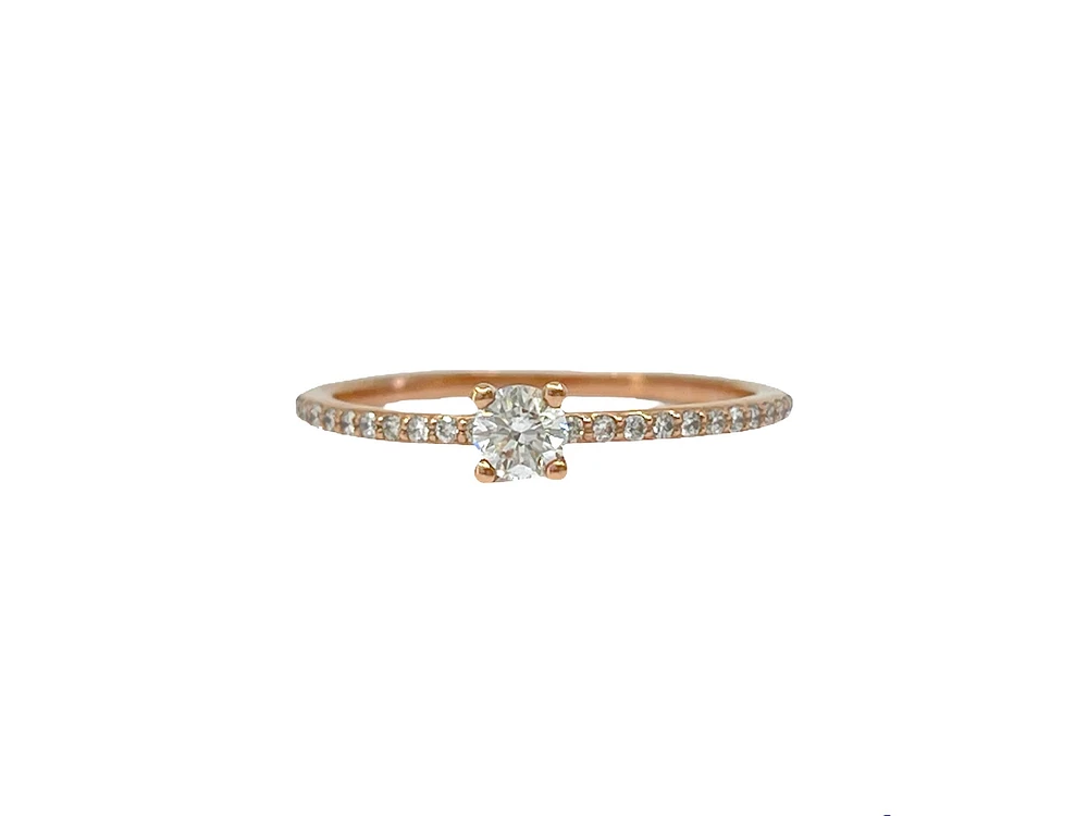 10K Rose Gold 0.30cttw Canadian Diamond Ring, Size 6.5