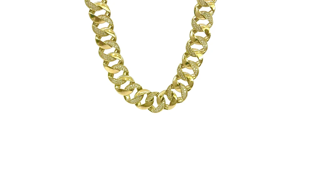 10K Yellow Gold 3.50cttw Diamond Miami Cuban Link Pave Set Chain / Necklace, 16"