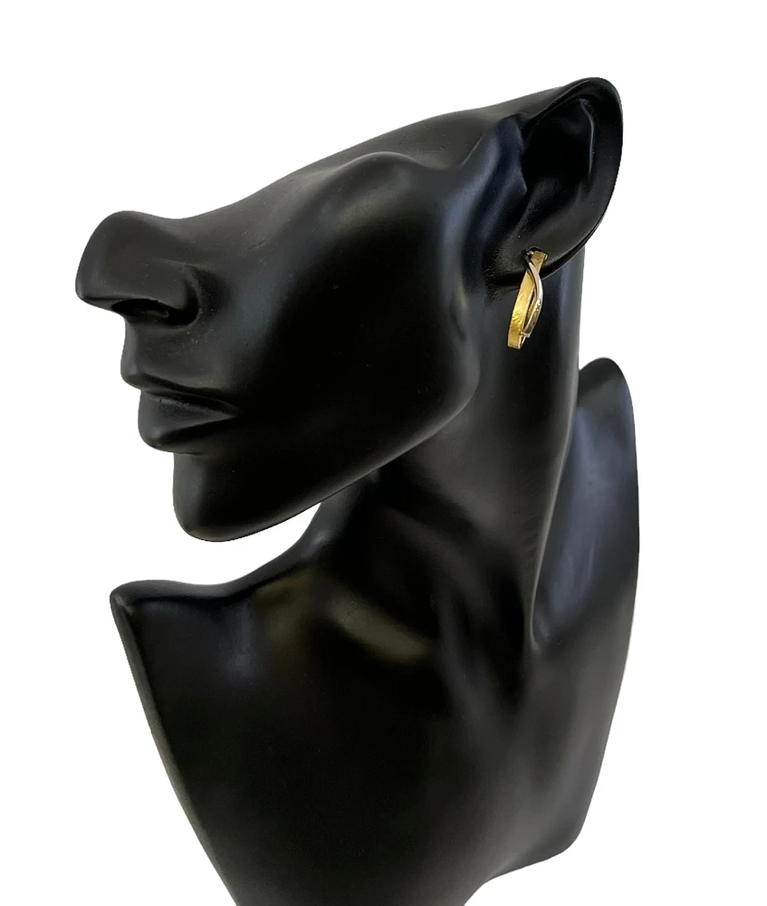 10K Two Tone Gold 28mm Earrings
