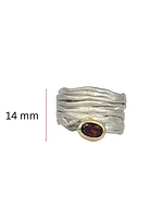 Sterling Silver & 18K Yellow Gold Plated Garnet Ring