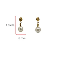 14K Yellow Gold Fresh Water Pearl Earrings