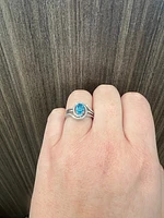 925 Sterling Silver Blue Topaz & Diamond Ring - 4.5