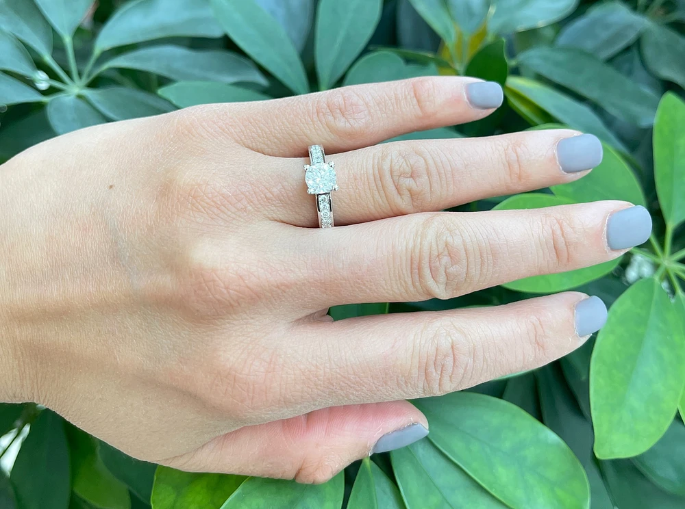 14K White Gold 1.84cttw Diamond Engagement Ring, size 7.5