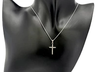 14K White Gold 0.35 cttw Diamond Cross Pendant, 18"
