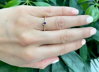 10K Yellow Gold 0.10cttw Genuine Amethyst  Halo Ring, size 6.5