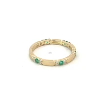 10K Yellow Gold Genuine Emerald & 0.13cttw Diamond Ring / Band, size 6.5
