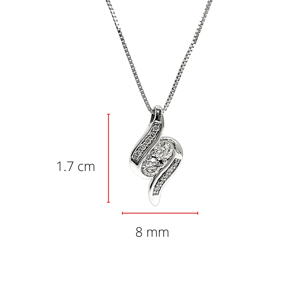 10K White Gold 0.25cttw Diamond Pendant, 18"