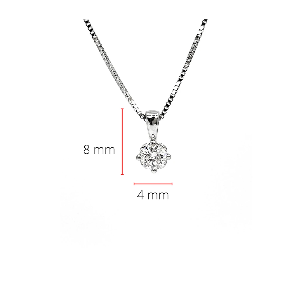14K White Gold 0.17cttw Round Cut Canadian Diamond Pendant, 18”