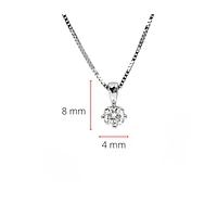 14K White Gold 0.17cttw Round Cut Canadian Diamond Pendant, 18”