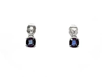 10K White Gold 6mm Cushion Cut Created Alexandrite and 0.01cttw Diamond Earrings