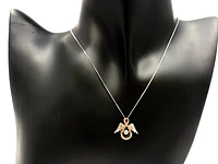 10K Rose Gold & White Gold 0.05cttw Diamond Angel Pendant, 18"