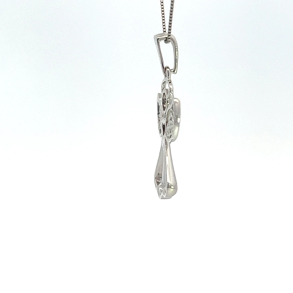 10K White Gold 0.015 cttw  Diamond  Angel Pendant, 18"