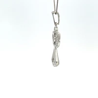 10K White Gold 0.015 cttw  Diamond  Angel Pendant, 18"