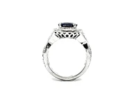 14K White Gold 3.16cttw Genuine Sapphire & 1.15cttw Diamond Ring, Size 6