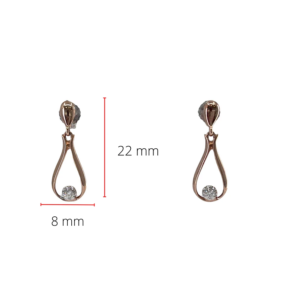 10K Rose Gold 0.06cttw Canadian Diamond Dangle Earrings