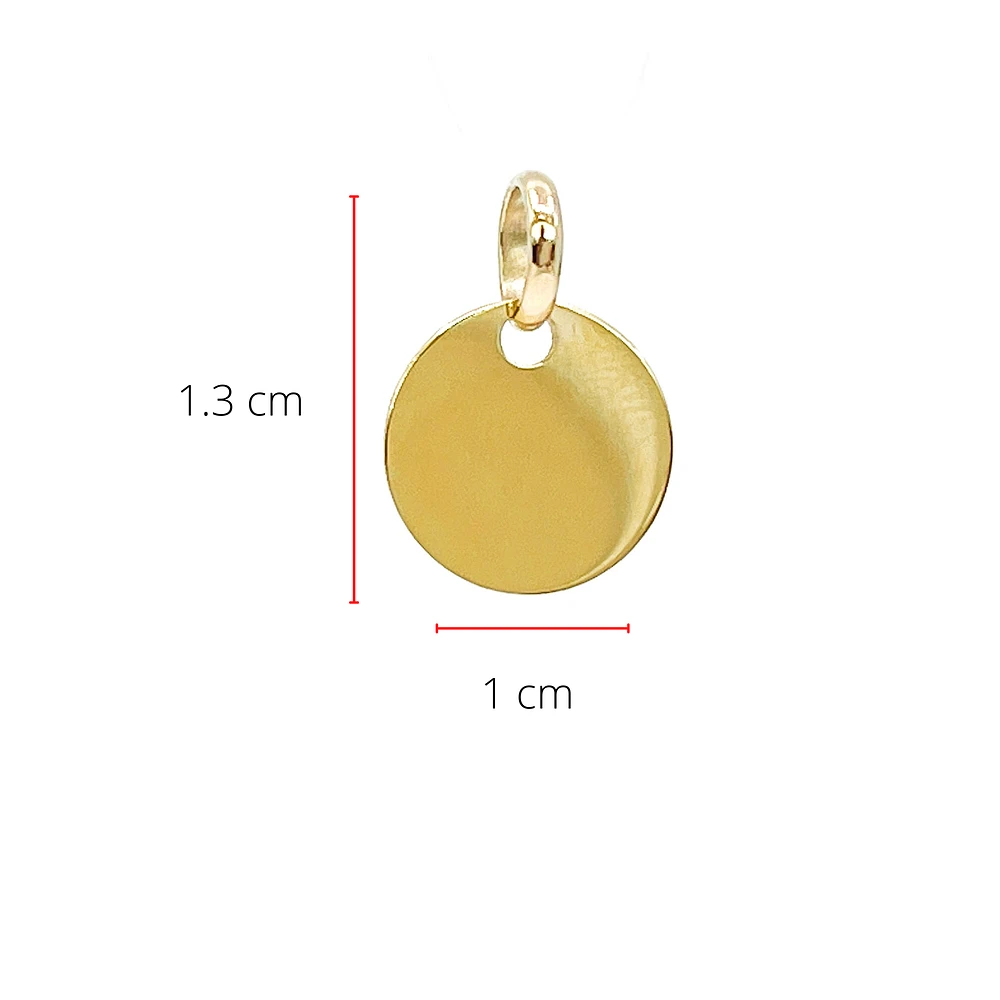 10K Yellow Gold Disc Charm - 10mm